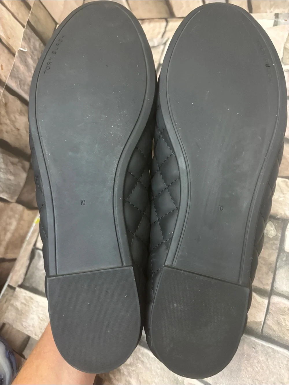 Women’s Tory Burch Chelsea Quilted Ballet Flats black nappa leather Sz 10